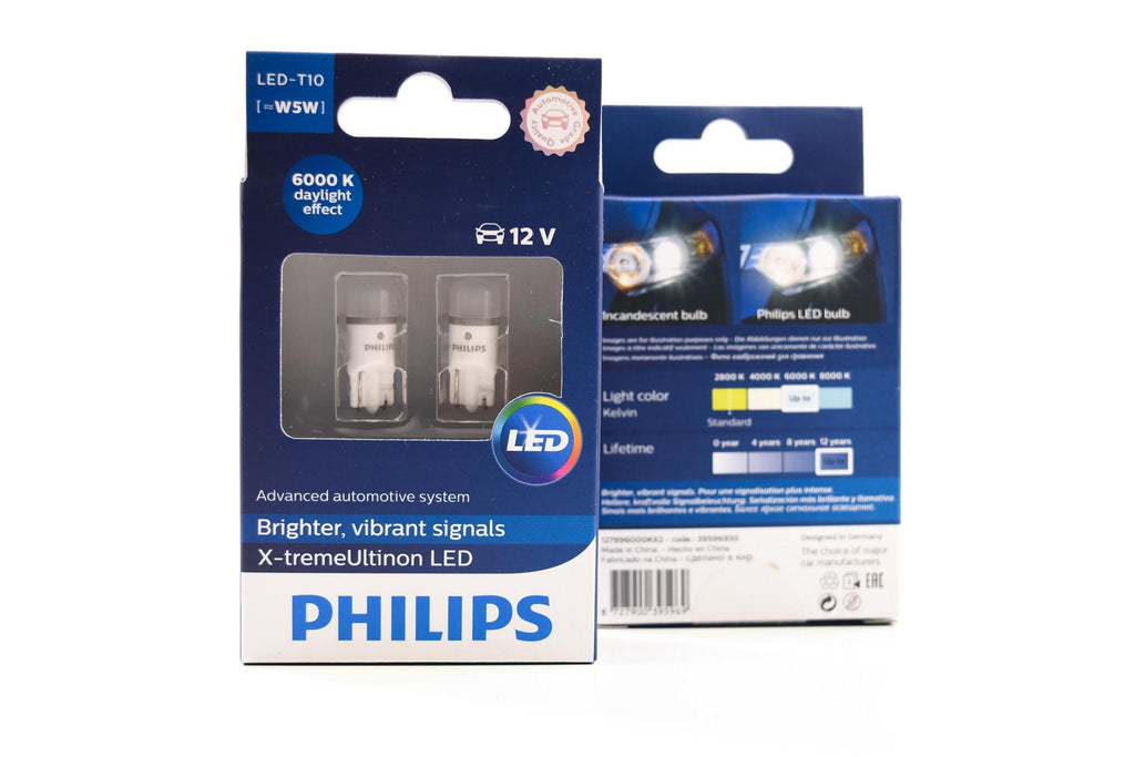 Philips X-tremeUltinon LED Light Bulb W5W T10 194 168 (8000K Cool Blue), 2  Pack